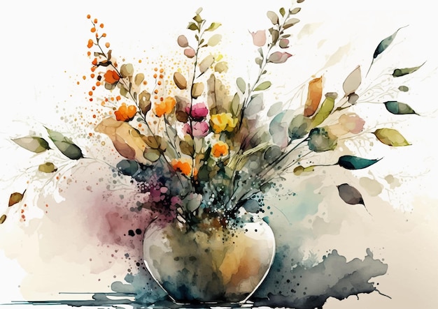 Wildblumen-Wunderland-Aquarell blüht in einer verträumten Welt