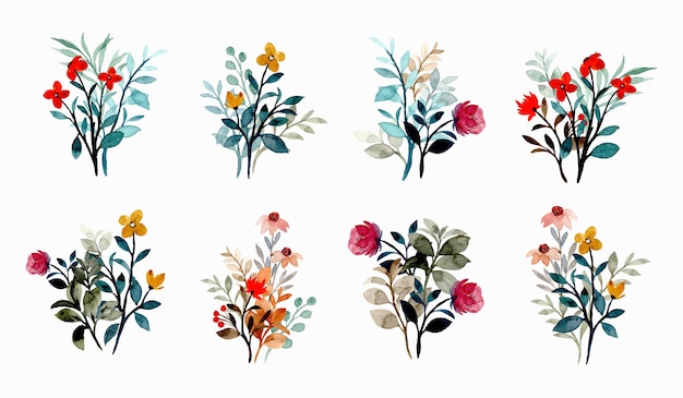 Wilde Blumenstraußkollektion mit Aquarell