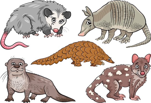 Vektor wilde tiere stellen karikaturillustration ein