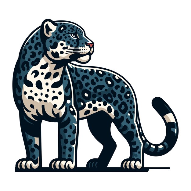 Vektor wildes jaguar-leopard-vollkörper-vektorillustration zoologie-illustration tierräuber