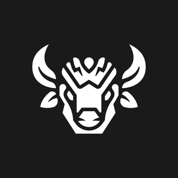 Wildes tier, bison, logo, silhouette, begriff, illustration