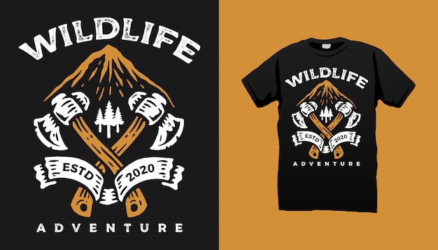 Wildlife mountain t-shirt design