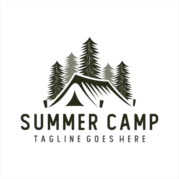 Wildlife summer camp camping logo aktivitäten emblem abzeichen illustration