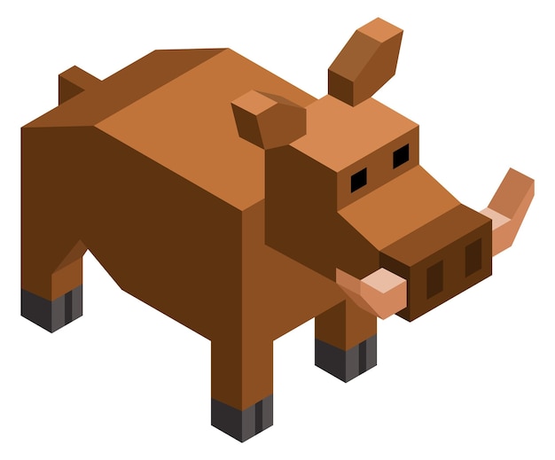 Wildschwein low poly isometrisches schwein polygonales tier