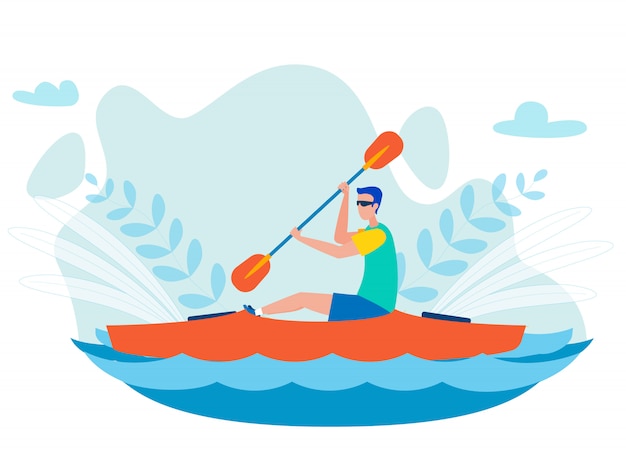 Wildwasser-Kayak-Sport-flache Vektor-Illustration