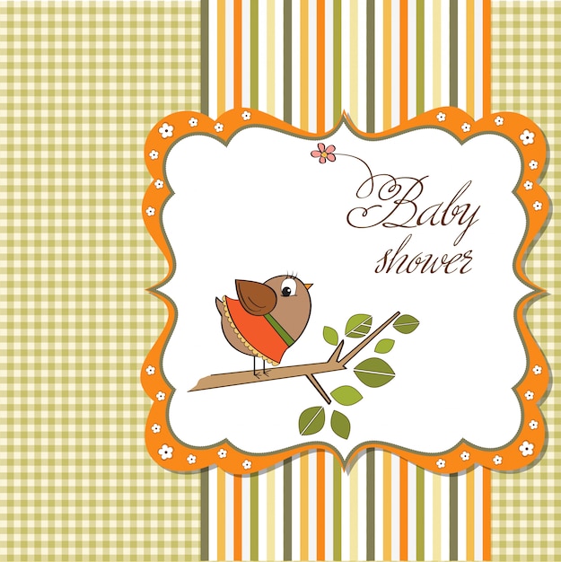 Willkommen baby-karte mit lustigen kleinen vogel