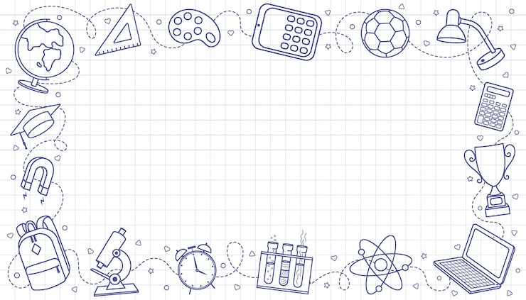 Vektor willkommen in der schule bildung handgezeichnete doodle-elemente rechteckige rahmenzusammensetzung
