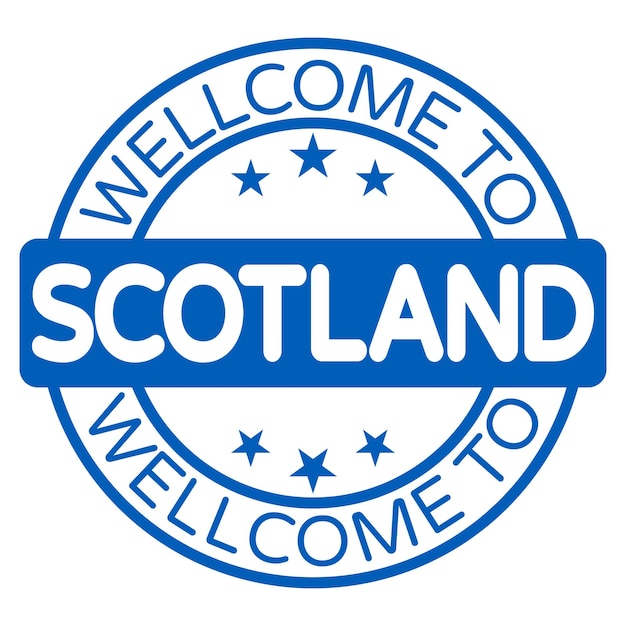 Willkommen in Schottland Zeichen, Stempel, Aufkleber-Vektor-Illustration