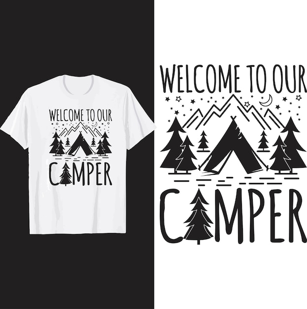 Vektor willkommen zu unserem camper-t-shirt-design.