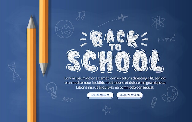 Willkommen zurück zum Schulhintergrund mit Bleistiften Konzept des Bildungsbanners