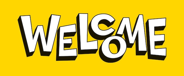 Willkommens-Comic-Pop-Art-Typografie-Bannertitel