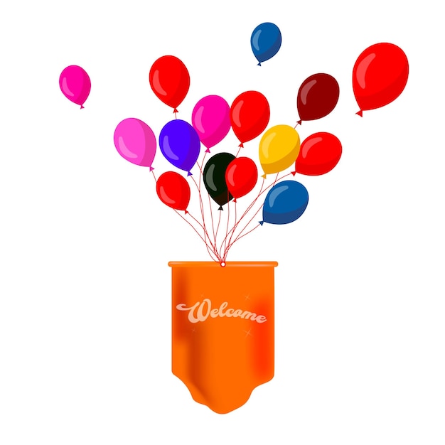 Willkommensbanner-design mit ballon