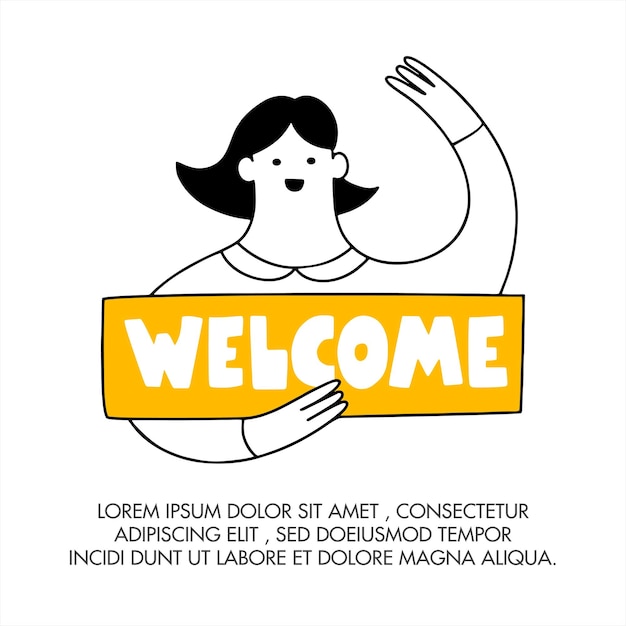Willkommensbanner im Cartoon-Vektor und Willkommensseitensymbol und Willkommensseitendesign