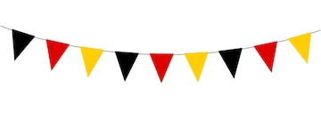 Wimpelkette aus dreieckigen fahnen für party im freien tag der deutschen  einheit wimpel im retro-stil vektorillustration wimpelkette schwarz rot  gold