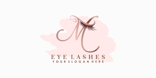 Vektor wimpern-beauty-logo-design mit buchstabenkonzept