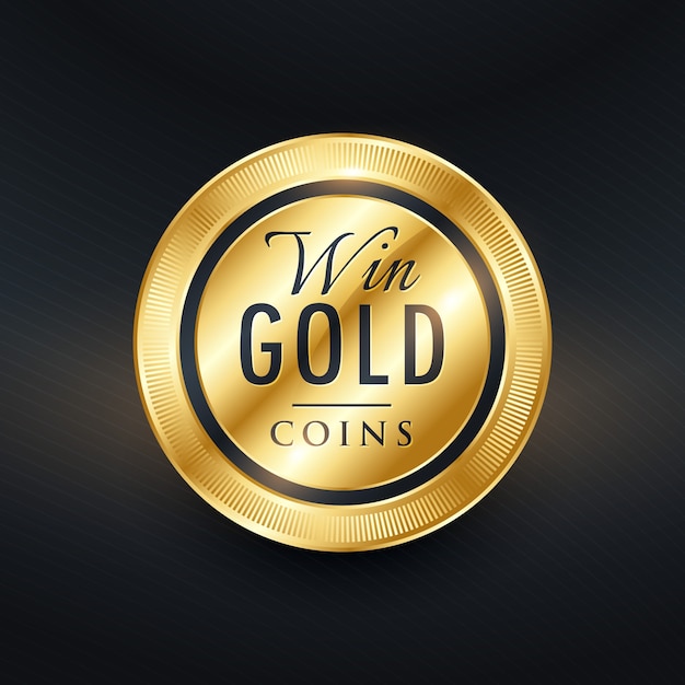 Vektor win goldmünzen label symbol design