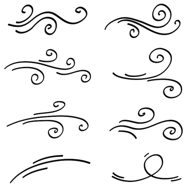 Wind-illustration im handgezeichneten vektor-stil