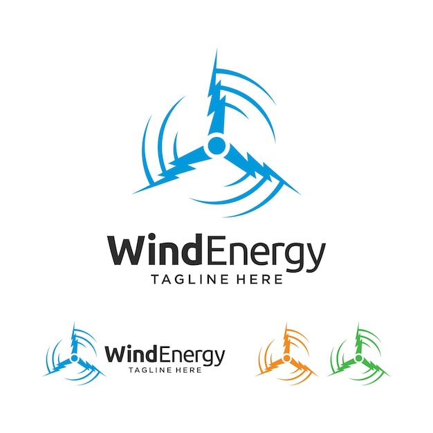 Windenergie-logo mit elektrischem symbolkonzept