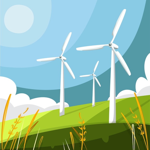 Windenergie sparen Planet flach Design Ökologie Konzept mit natürlichen Elementen globalen Wind Tag Mutter