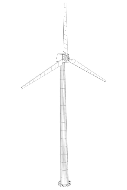 Vektor windkraftanlage mit propeller-windmühlen-generator-drahtgitter-low-poly-mesh-vektor-illustration