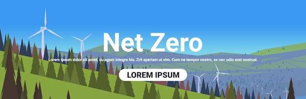 Windturbinen auf dem hügel erneuerbare energiestation abfallfreie welt sauberer strom netto null