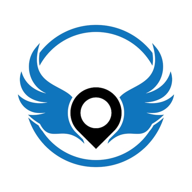 Wing map pin-vektor-logo-design gps und wing-icon-vektor