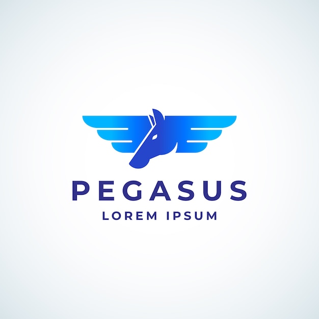 Winged pegasus absrtract zeichen-, symbol- oder logo-vorlage.