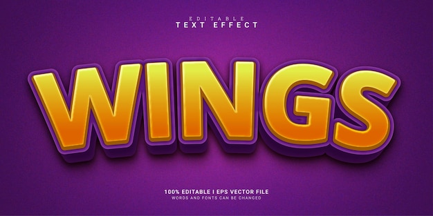 Wings Cartoon 3D-Textstil-Effekt