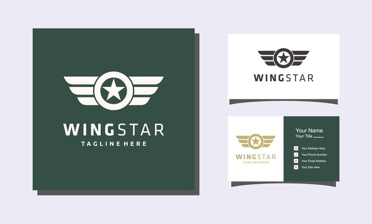 Vektor wings star minimalistischer vintage-logo-design-ikonenvektor