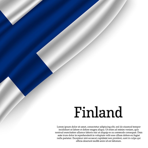 Winkende flagge von finnland auf weiß