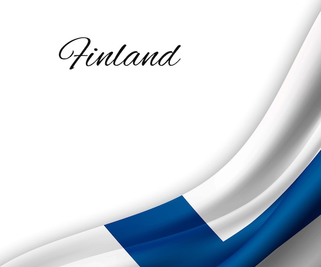 Winkende flagge von finnland auf weißem hintergrund.