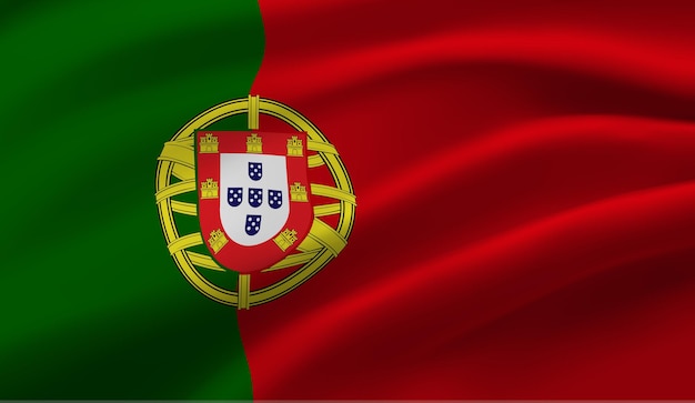 Winkende flagge von portugal. abstrakter hintergrund der wehenden portugal-flagge