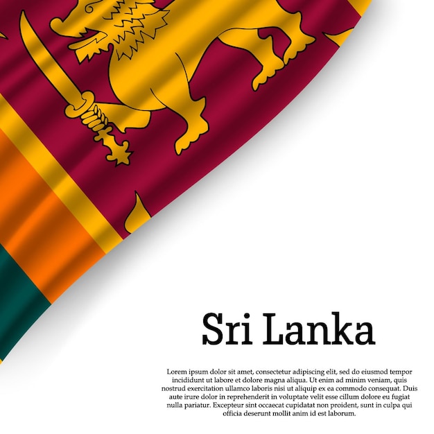 Winkende flagge von sri lanka auf weiß