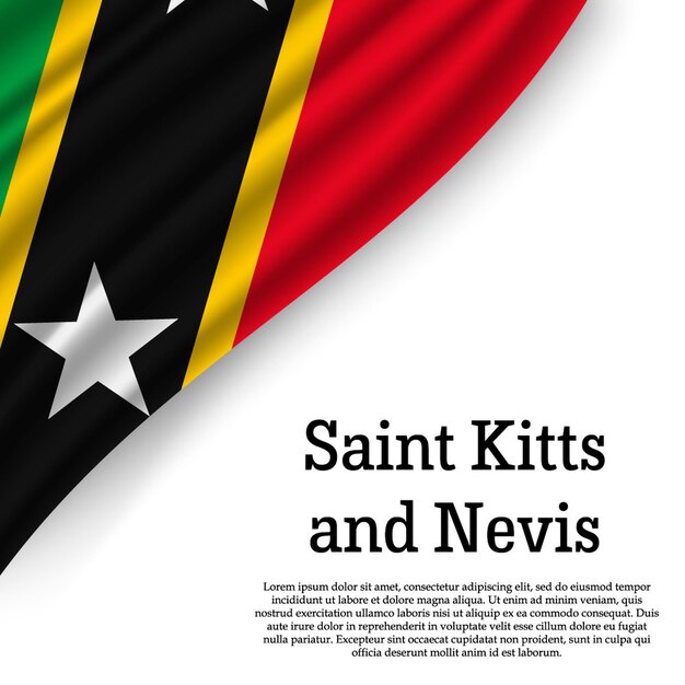 Winkende flagge von st. kitts und nevis auf weiß