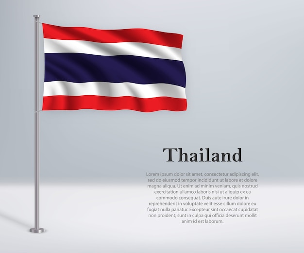 Winkende flagge von thailand auf fahnenmast