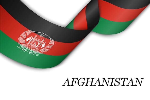 Winkendes band oder banner mit flagge von afghanistan.