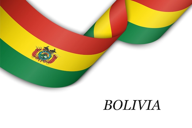 Winkendes band oder banner mit flagge von bolivien.