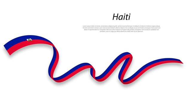 Winkendes band oder banner mit flagge von haiti