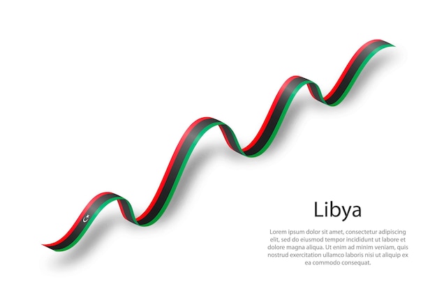 Winkendes band oder banner mit flagge von libyen