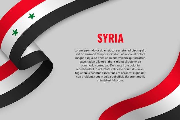 Winkendes band oder banner mit flagge von syrien