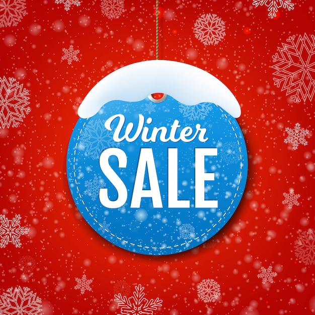 Winter Sale Banner mit Schnee und Kreis Tag