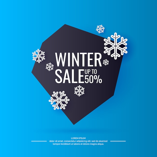 Winter sale banner. originalplakat für rabatt. heller abstrakter hintergrund mit text. illustration.