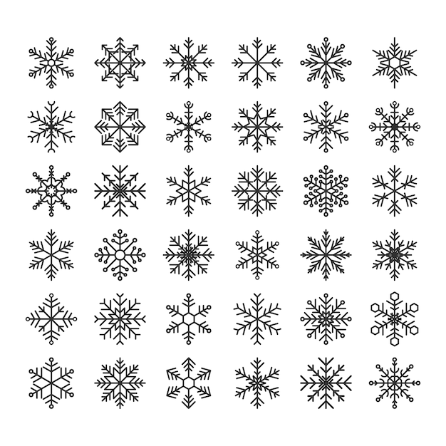 Winter, Schneeflocken Silhouette Icon-Set