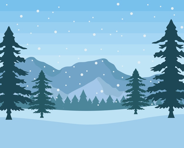 Winter-Schneelandschaft-Waldszene