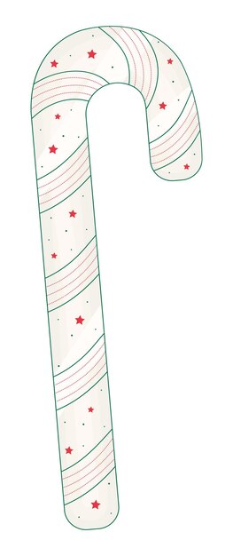 Vektor winter-süßigkeitenstock mit roten sternen vektorfarben-linien-illustration
