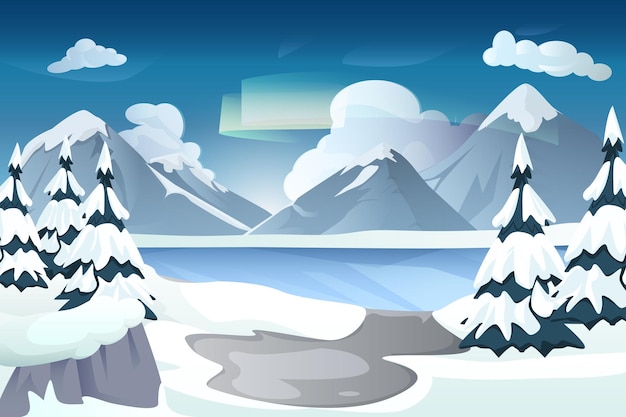 Vektor winter-szene flach-design-illustration