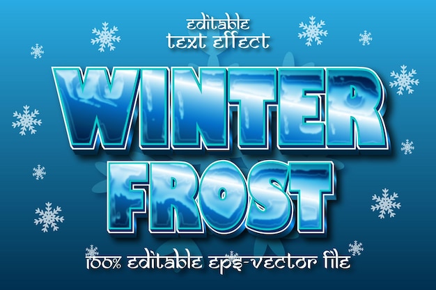 Winterfrost bearbeitbarer Texteffekt im modernen 3D-Stil