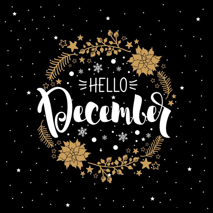 Vektor winterkarte mit der aufschrift hallo dezember