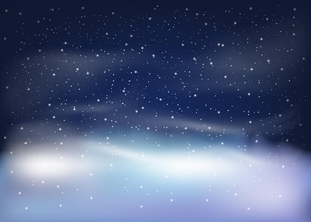 Vektor winterlandschaft mit fallendem schnee weihnachten und neujahr hintergrund vektor-illustration