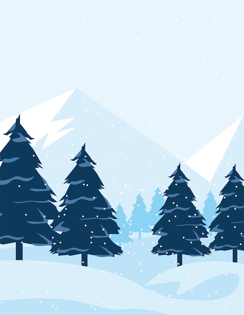 Winterlandschaft mit Kiefern